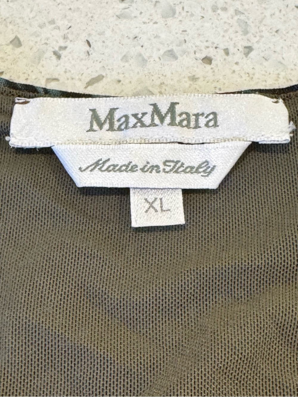Max Mara Italy Draped Faux Wrap Top XL Blue Brown Abstract Jersey Quiet Luxury - Picture 3 of 13